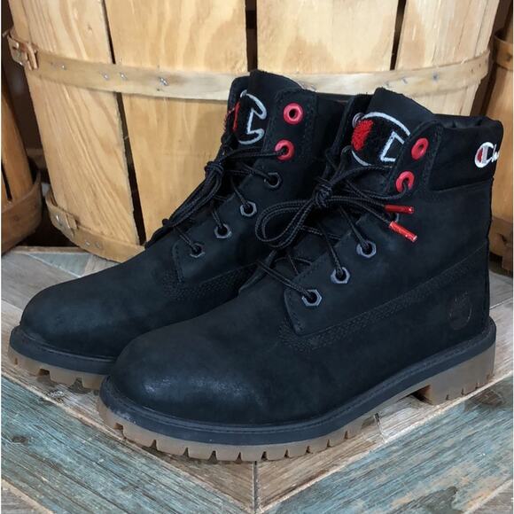 Timberland x Champion 6-Inch Premium Black Leather Waterproof Boots Women Size 6 - Picture 4 of 14